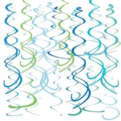 64 Pcs Blue Green Paper Swirl Decorations Party Hanging Ceiling Streamers Swi…