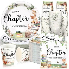 200 PCS Storybook Baby Shower Tableware Set Plates Napkins Cups Decorations