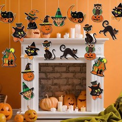 Halloween Cutouts Vintage Pumpkin Witch Cat Owl 40Pcs Paper Decorations Party De