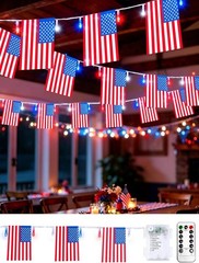 Waterproof Patriotic String Lights, Remote & Timer Control