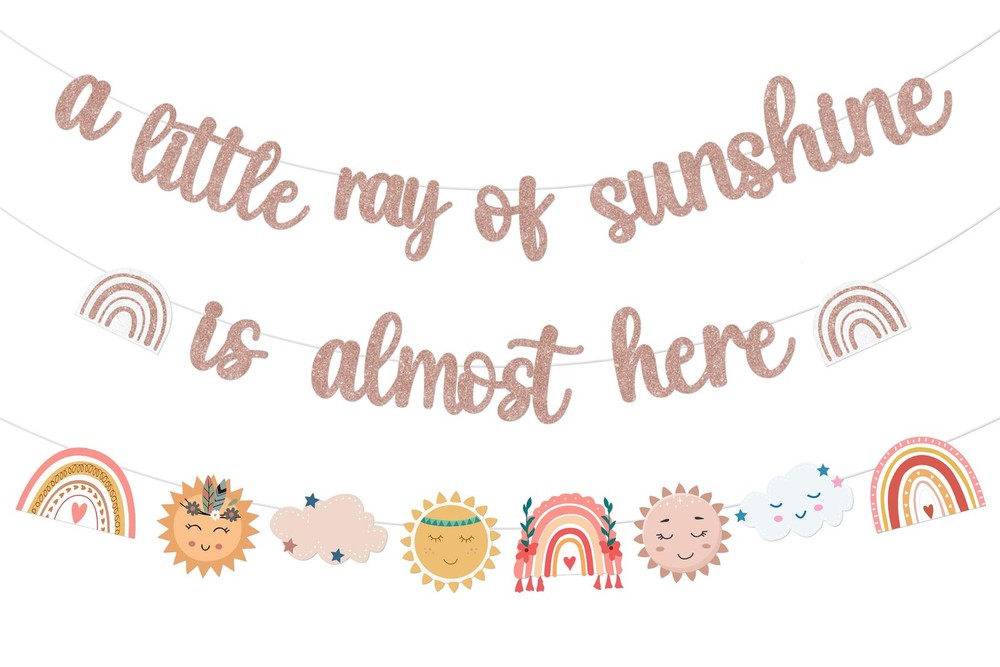 Boho Rainbow Baby Shower Decorations Banner, a Little Ray of Sunshine Is Most…