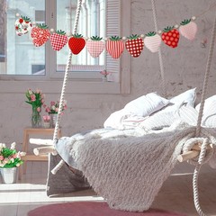 Strawberry Felt Banner Garland Decor Vintage 3D Strawberry Hanging Garland wi…