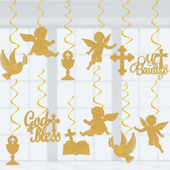 Mi Bautizo Party Decoration Baptism Decorations 24Pcs Hanging Swirls Decoration
