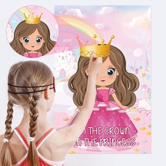 Hooqict Pin The Crown on Princess Party Games for Kids Girls Large, Pink
