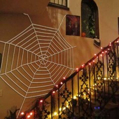 Giant 10Ft Halloween Horror Rope Spider Web Outdoor Decor Black White Party Prop
