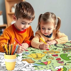 72×30 Inches Spring Coloring Tablecloth – Perfect for Fun Kids DIY Activities