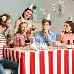 6 Packs Red and White Striped Table Skirt Circus Table Skirt Carnival Theme