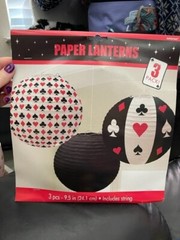 Amscan 3ct. Casino Party Decoration Casino Paper Lanterns Poker Party Lanterns