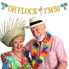 Oh Flock I’m 50 Banner, Glitter Happy 50th Birthday Anniversary Party Decorat…