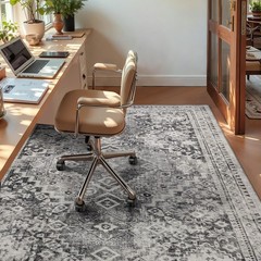 YOH Boho Washable Rug 6×9, Taupe Gray Vintage Non Slip Area Rug, Distressed I…