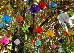 Set 24 pcs Vietnamese silk lanterns 10cm, string lanterns for wedding tent decor