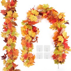 Joyhalo 2 Pack Fall Leaves Garland for Mantle, Autumn Leaf Garland Indoor
