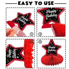 Happy 60th Birthday Red and Black Table Honeycomb Centerpieces Balloons Theme…
