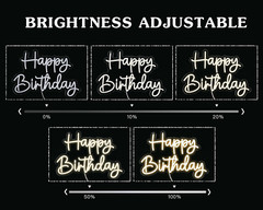 Happy Birthday Neon Sign – Dimmable Wall Light for Party Decor, 16.5×11.89