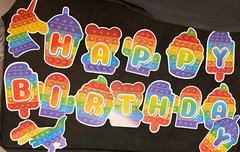 Pop It Fidget Toy birthday Party decor 18 Balloons Banner Cake Topper Rainbow