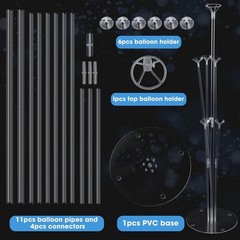 4 Sets Reusable Balloon Stand Kits for Birthday, Graduation & Baby Showers