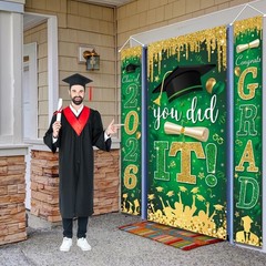 Green and Gold Graduation Decorations Class of 2026 Congrats Grad Banner and …