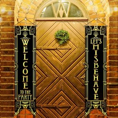 Roaring 20s Party Decorations New Year Porch Signs Black and Gold