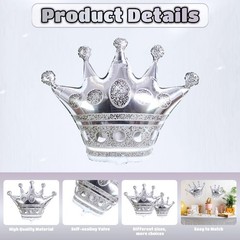 10pcs Silver Crown Balloons, Silver Crown Foil Balloons, Large Aluminum Foil …