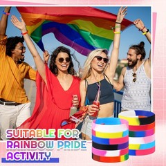 Huquary 27 Pcs Pride Flag Bracelets, approx. 2.56 inches/ 6.5 cm, Multicolor
