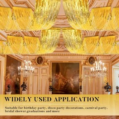 4 PCS 15ft Metallic Gold Foil Ceiling Fringe Curtain Bachelorette Party Decor