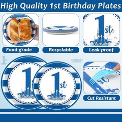 Charming 96-Piece 1st Birthday Tableware – Convenient & Disposable for Parties