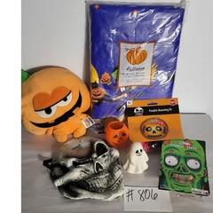 Halloween Decor Lot Plush Mask Ghost Pumpkin Decorating Kit Zombie Teeth