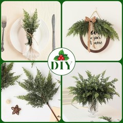 Juxdp Real Touch Christmas Cedar Branches-18 Inches, Artificial 18 in, Green