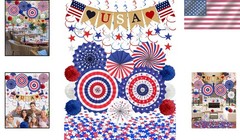 Vibrant Red, White & Blue 33-Pc Independence Day Decoration Set for Events