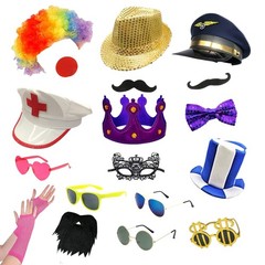 18 Pcs Funny Photo Booth Props for Adults – Assorted Dress Up Costume Hats an…