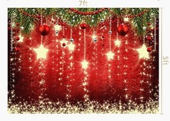 Christmas Backdrop Red Sparkling Stars 7x5ft – Holiday & New Year Photography