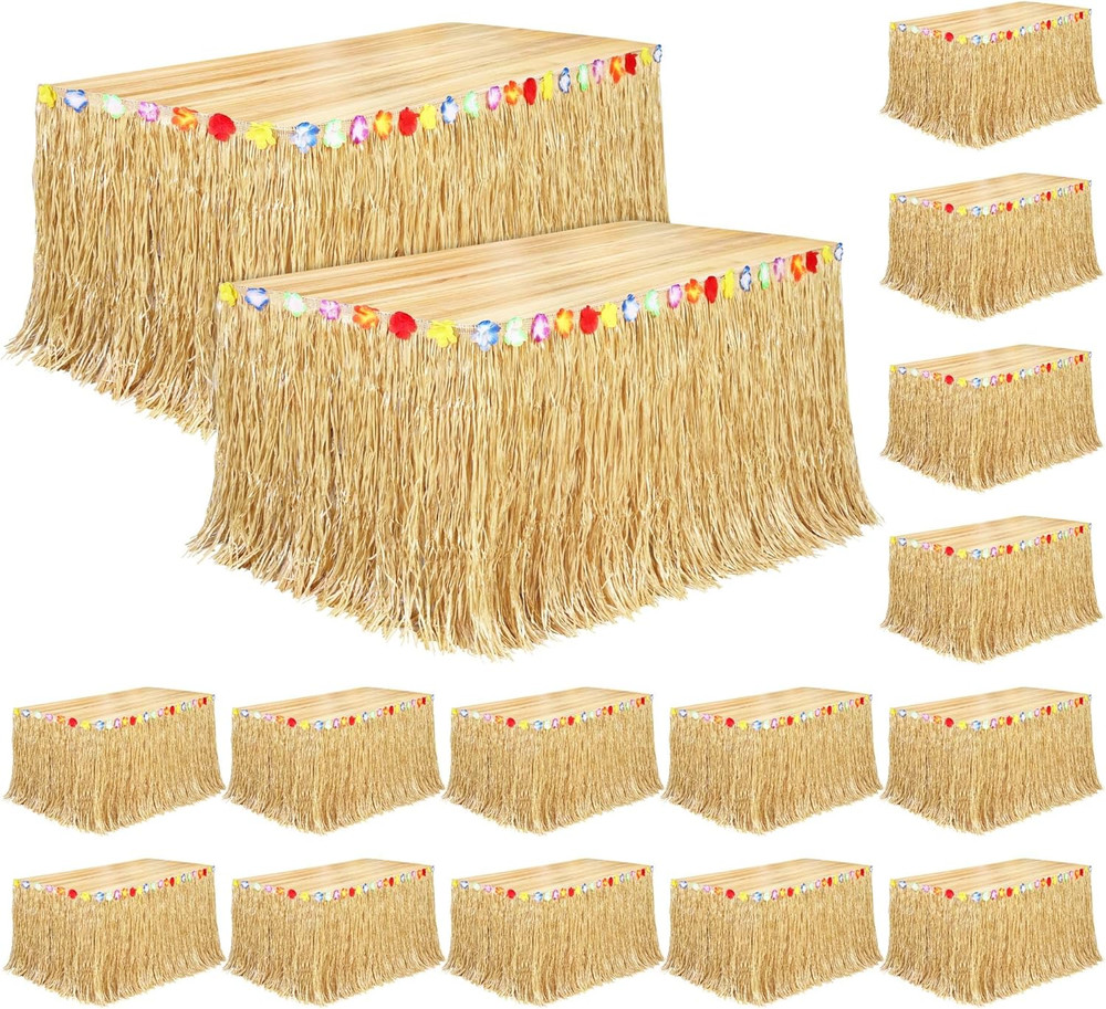 16 Pack Luau Grass Table Skirt Natural 9 Feet X 29.5 Inch Hawaiian Table Skir…