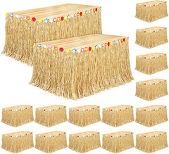 16 Pack Luau Grass Table Skirt Natural 9 Feet X 29.5 Inch Hawaiian Table Skir…