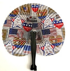 Patriotic Paper Folding Accordion Mini Hand Fans July 4th 3 in pack New