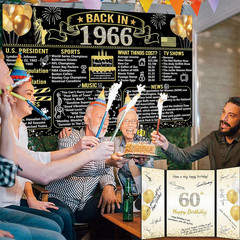 60Th Birthday Decorations for Men Women, 32PCS Back in 1966 Birthday Party Suppl