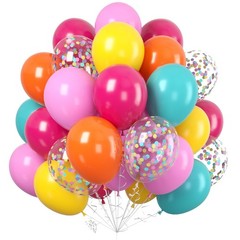 60PC Rainbow Balloons Set, Colorful Balloons, 12 Inch Bright Color Yellow Ora…
