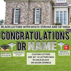 Custom Congratulations and Dr Name Yard Card, Stakes Included