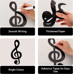 48 Pcs Music Notes Cutouts for Party Music Wall Decor,Double-Side Musical Notes