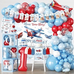 Cocomigo 145pcs Time Flies 1st Decorations, All-in-Airplane 1st Set for -year…