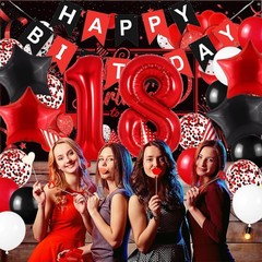 Happy 18th Birthday Decorations For Boys Girls, Red 18 Balloon Numbers 40 Inc…