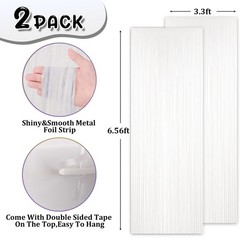 2 Pack White Tinsel Foil Fringe Curtains, White Party Decorations, Metallic T…