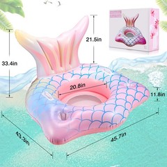 Inflatable Pool Float Mermaid Tail Pool Floating Chair 45“ with Cup Holders, …