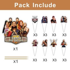 25pcs Wrestling Cake Decorations with 1pcs Cake Topper, 24pcs Cupcake Toppers…
