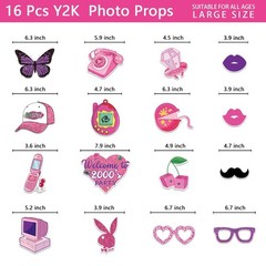 Y2K & 2000s Party Decorations Photo Booth Props Kit, Pink & Purple, Cardboard…