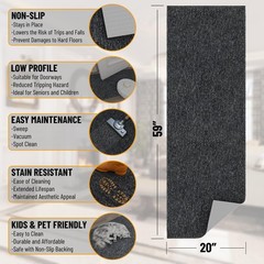 Ottomanson Door Mat Indoor Entryway Runner Rug – 1’8″ x 4’11» (Runner), Black