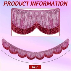 6 ft Scalloped Fringe Banner Hanging Layered Sparkly Fringe Garland for Bache…