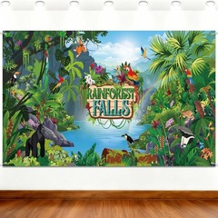 Tropical Rainforest Forest Animals Birthday Photo Background Party Prop Backdrop