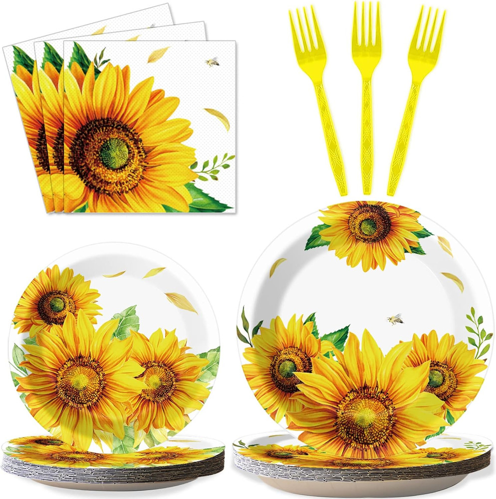 96 Pcs Sunflower Party Supplies Sunflower Themed Party Decoration Sunflower Part