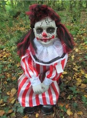 Halloween Animated Talking Zombie Clown Girl Doll Light Up Eyes Party Prop Decor