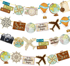 4Pcs Travel Theme Party Banners Let the Adventure Begin Decorations Vintage Bon